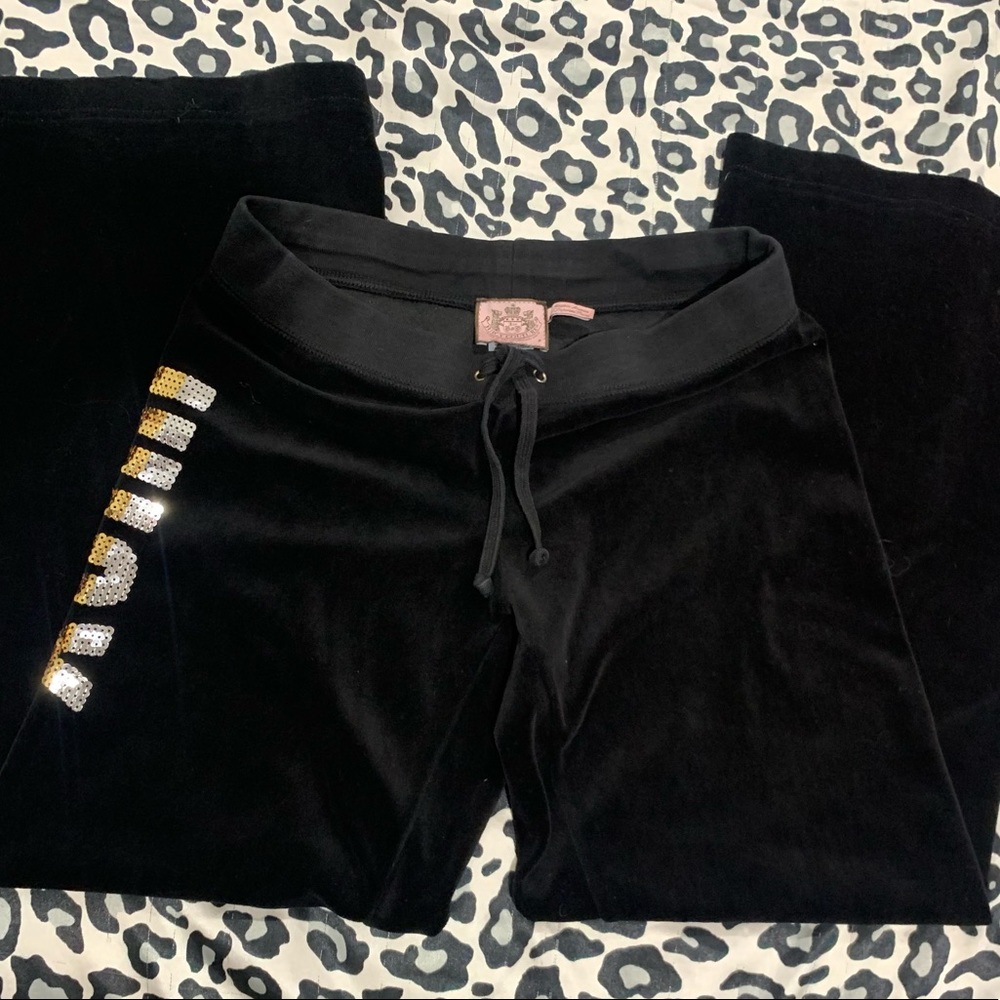 Juicy Couture black velvet flare pants